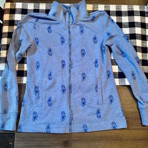 Lilly Pulitzer Bennett Zip Up in Bennet Blue Pineapple Burnout